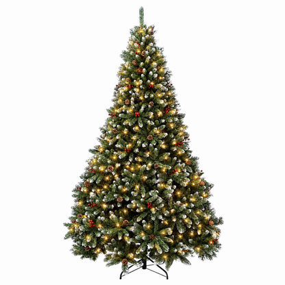 vidaXL Artificial Hinged Christmas Tree 270 cm 600 LEDs Warm White PVC