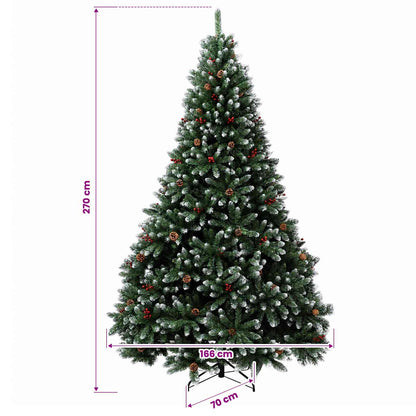 vidaXL Artificial Hinged Christmas Tree 270 cm 600 LEDs Warm White PVC