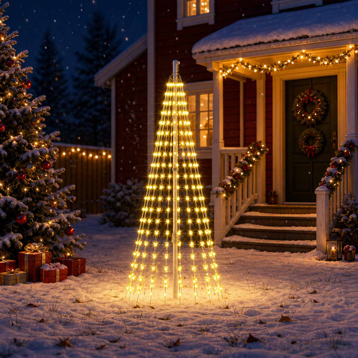 vidaXL Christmas Tree Light with Spikes 270 LEDs Warm White and