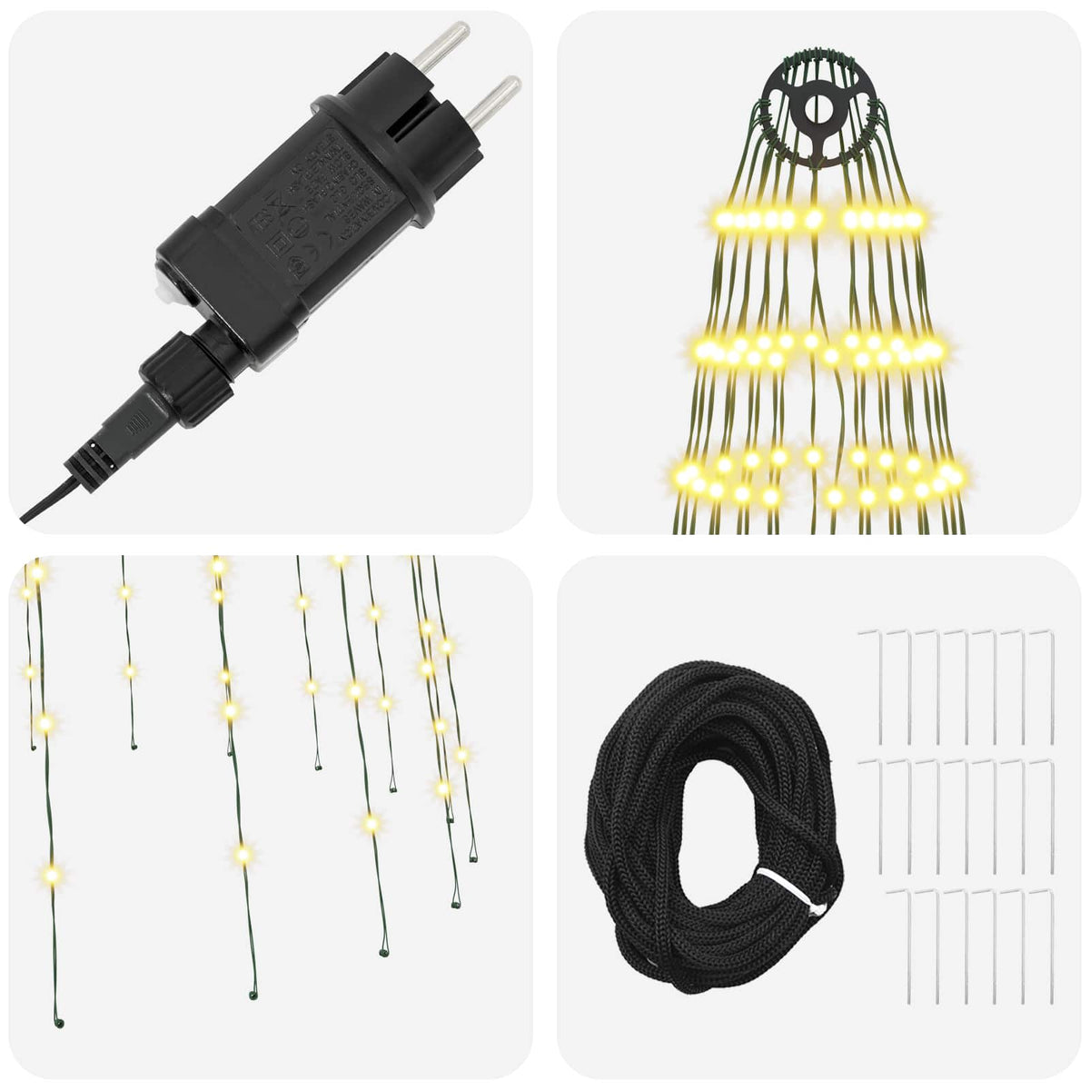 vidaXL Christmas Tree Light with Spikes 500 LEDs Warm White and
