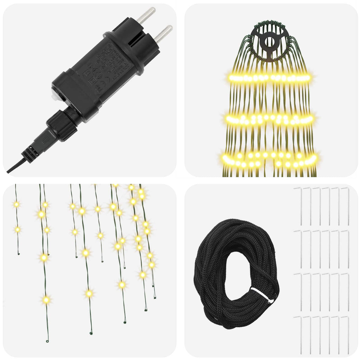 vidaXL Christmas Tree Light with Spikes 744 LEDs Warm White and