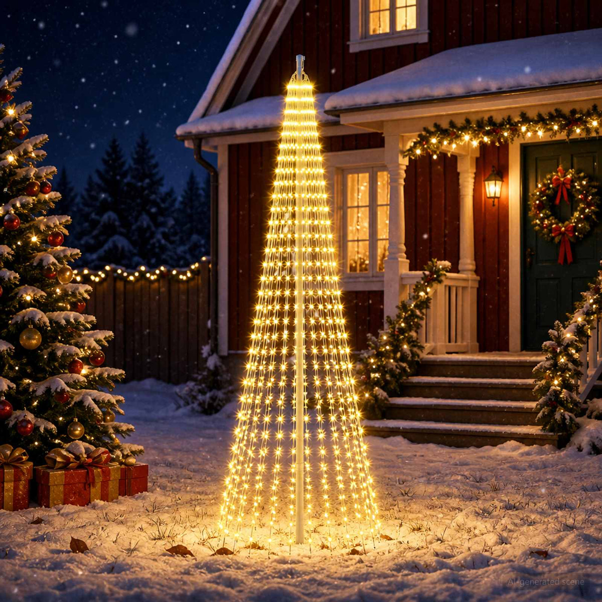 vidaXL Christmas Tree Light with Spikes 744 LEDs Warm White and