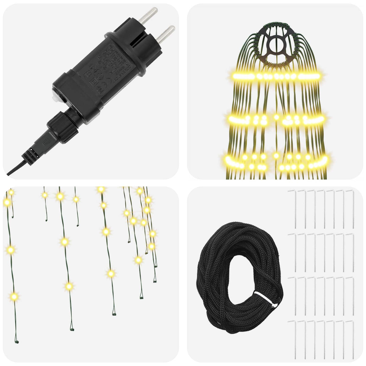 vidaXL Christmas Tree Light with Spikes 1148 LEDs Warm White and