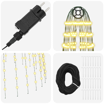 vidaXL Christmas Tree Light with Spikes 1632 LEDs Warm White and