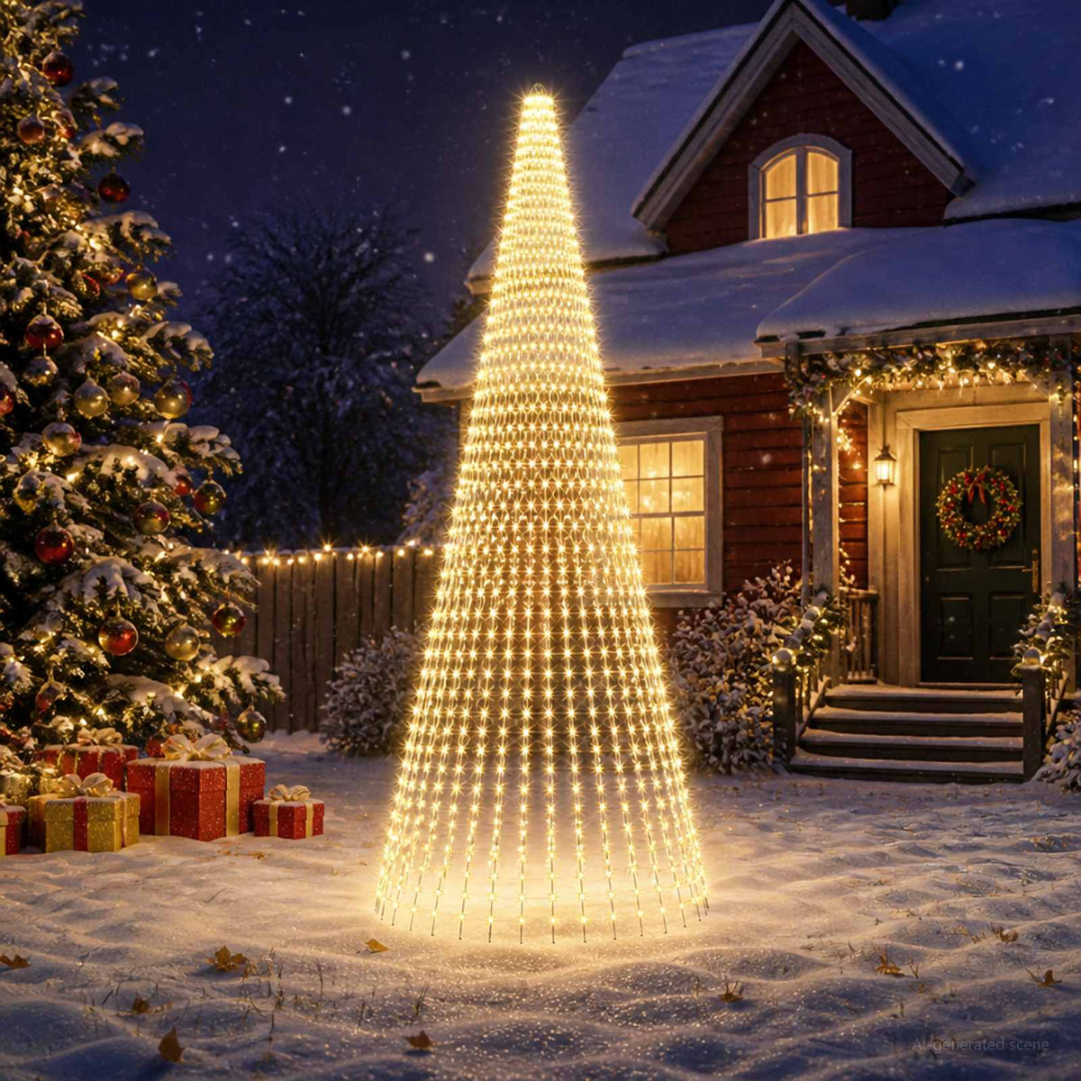 vidaXL Christmas Tree Light with Spikes 1632 LEDs Warm White and