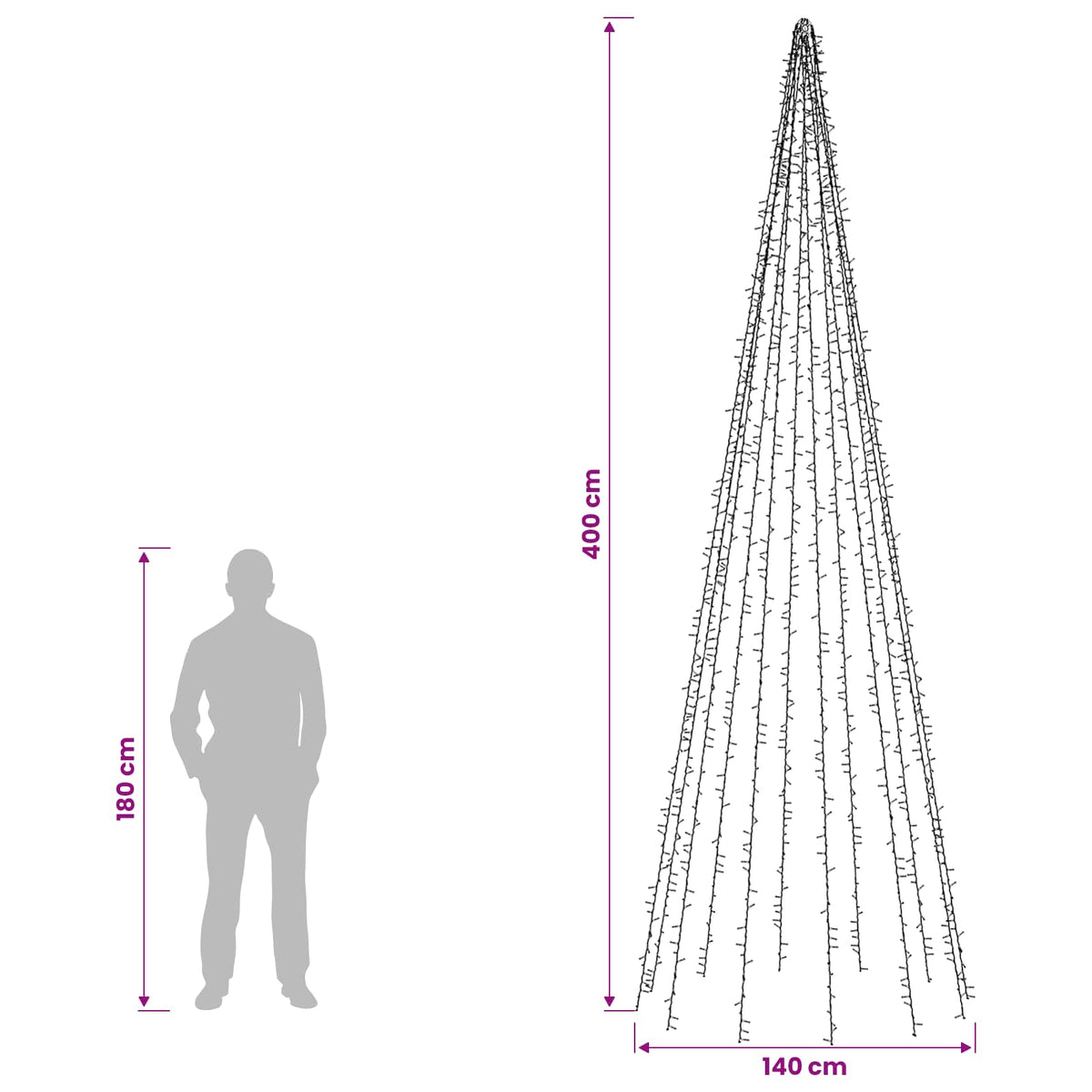 vidaXL Christmas Tree Lights with 12 LEDs 1608 LEDs Warm White