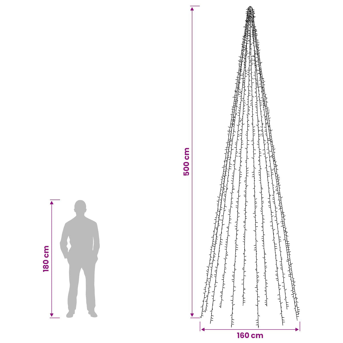 vidaXL Christmas Tree Lights with 12 LEDs 2004 LEDs Warm White