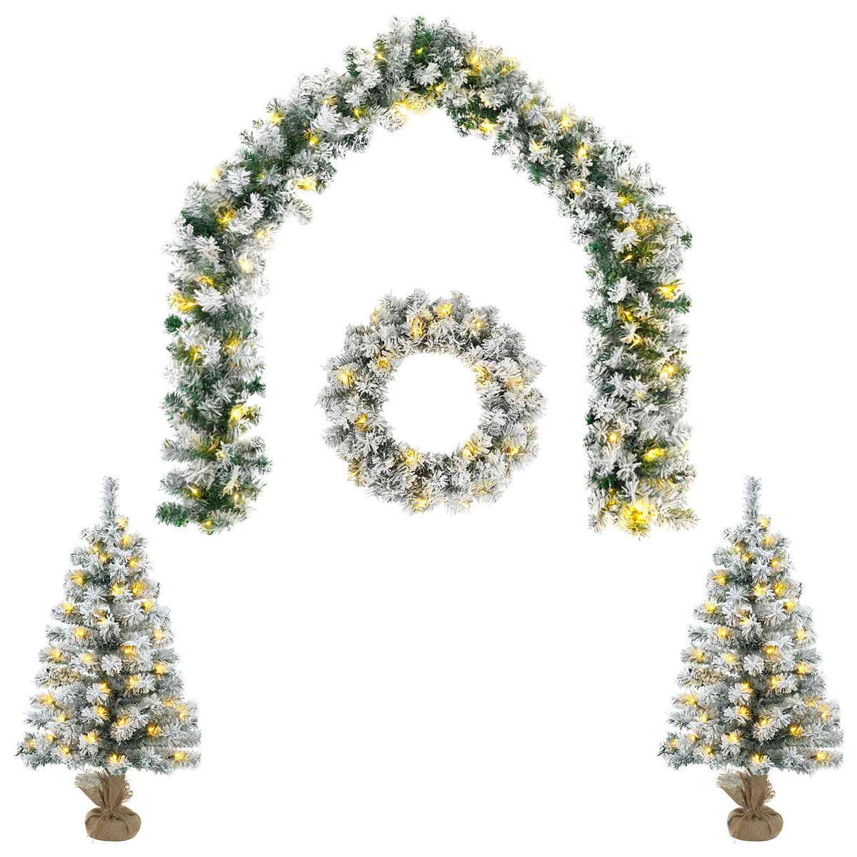 vidaXL Mini Christmas Tree Set 60 cm 125 LEDs Warm White PVC