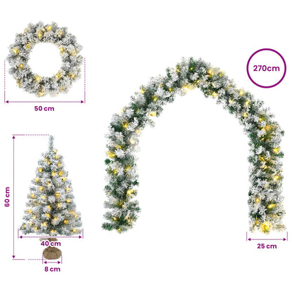 vidaXL Mini Christmas Tree Set 60 cm 125 LEDs Warm White PVC