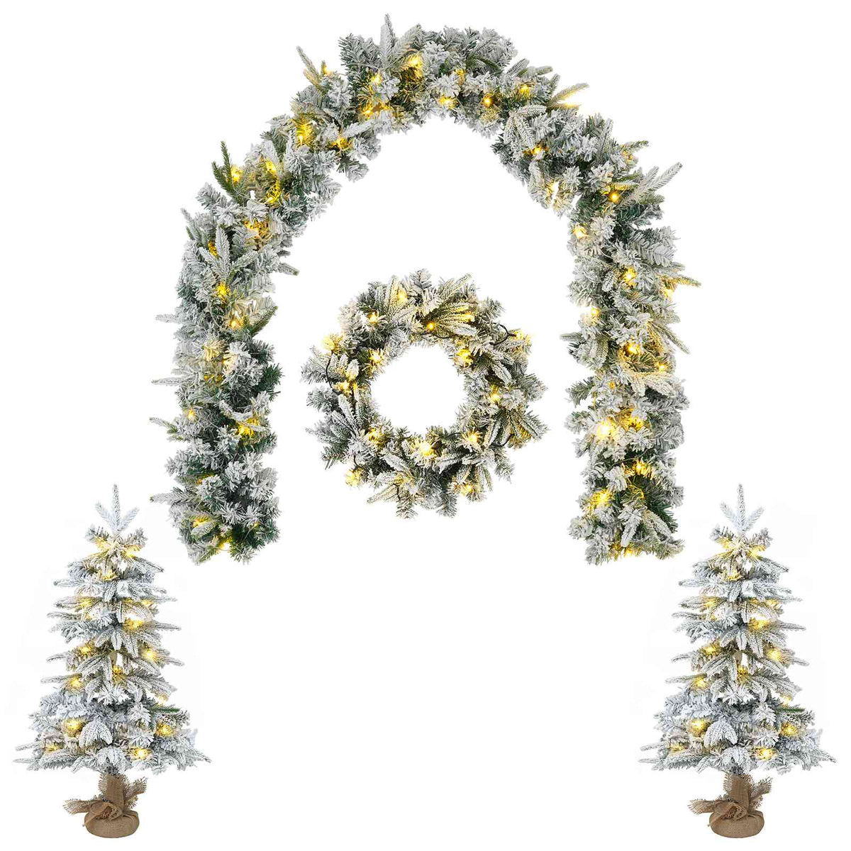 vidaXL Mini Christmas Tree Set 60 cm 125 LEDs Warm White PVC and PE