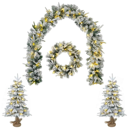 vidaXL Mini Christmas Tree Set 60 cm 125 LEDs Warm White PVC and PE