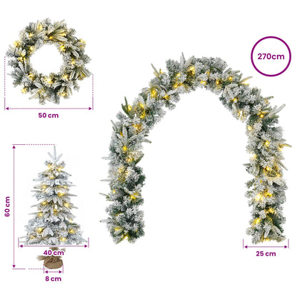 vidaXL Mini Christmas Tree Set 60 cm 125 LEDs Warm White PVC and PE