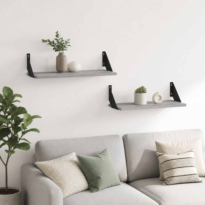 vidaXL Wall Shelves 2 pcs Grey Sonoma 50 x 20 x 17 cm