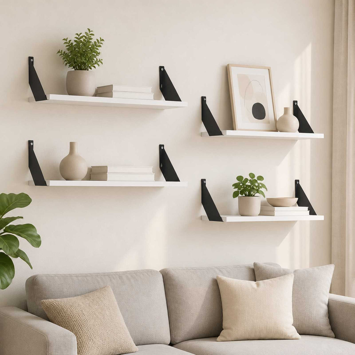 vidaXL Wall Shelves 4 pcs White 60 x 20 x 17 cm