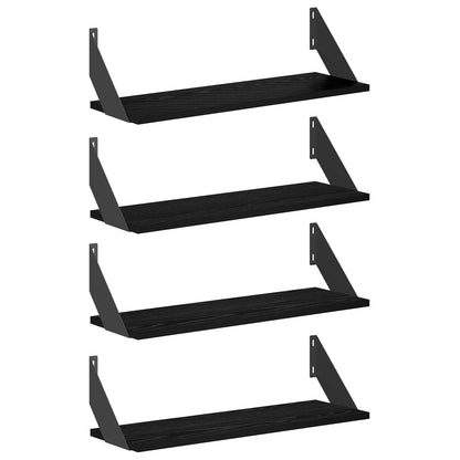 vidaXL Wall Shelves 4 pcs Black Oak 60 x 20 x 17 cm