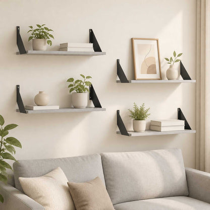 vidaXL Wall Shelves 4 pcs Grey Sonoma 60 x 20 x 17 cm