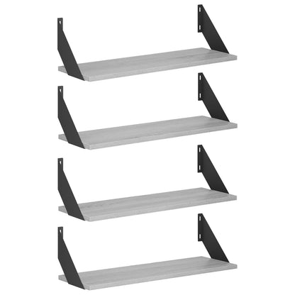 vidaXL Wall Shelves 4 pcs Grey Sonoma 60 x 20 x 17 cm