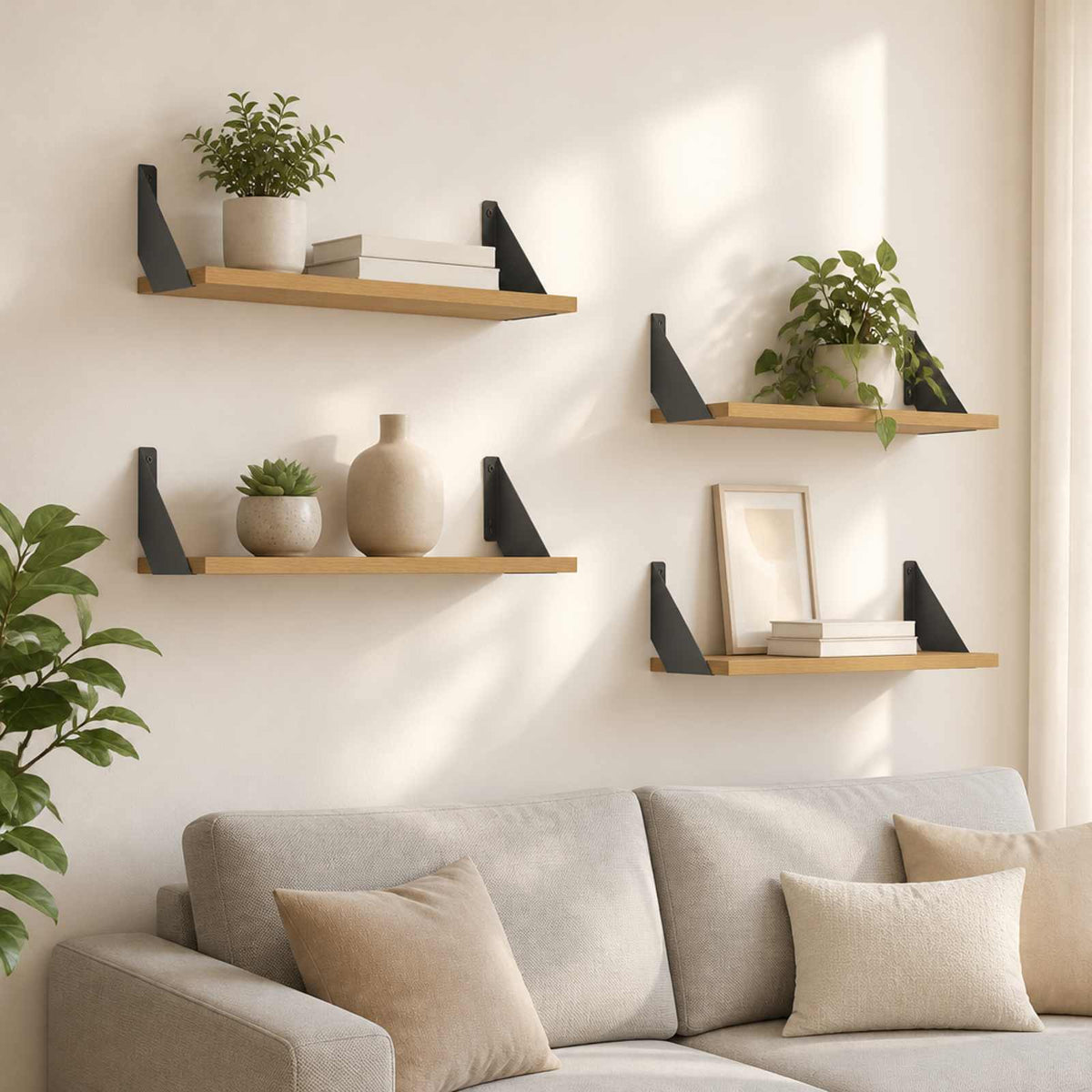 vidaXL Wall Shelves 4 pcs Artisan Oak 60 x 20 x 17 cm