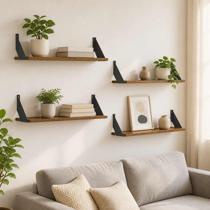 vidaXL Wall Shelves 4 pcs Old Wood 70 x 20 x 17 cm