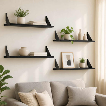 vidaXL Wall Shelves 4 pcs Black Oak 80 x 20 x 17 cm