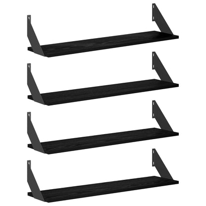 vidaXL Wall Shelves 4 pcs Black Oak 80 x 20 x 17 cm