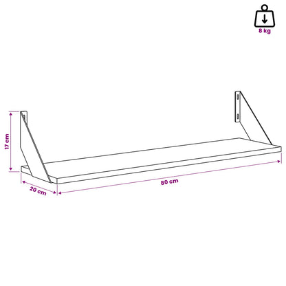 vidaXL Wall Shelves 4 pcs Black Oak 80 x 20 x 17 cm