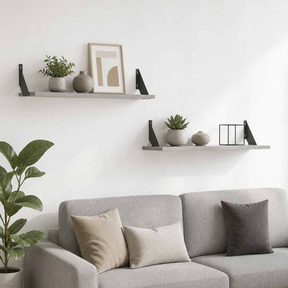 vidaXL Wall Shelves 2 pcs Concrete Grey 80 x 20 x 17 cm