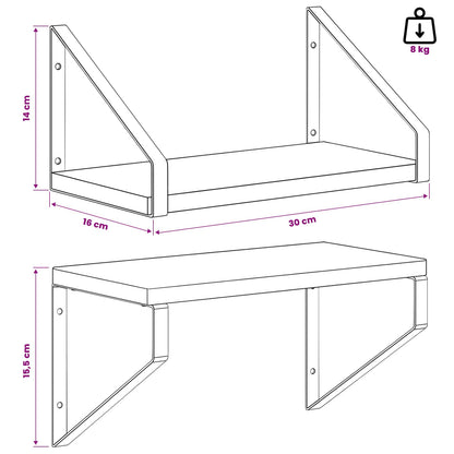 vidaXL Wall Shelves 4 pcs Artisan Oak 30 x 16 x 15.5 cm