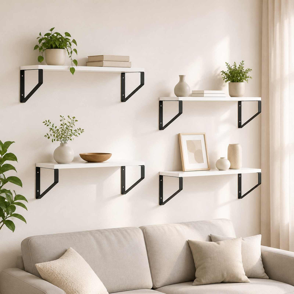 vidaXL Wall Shelves 4 pcs White 50 x 16 x 15.5 cm