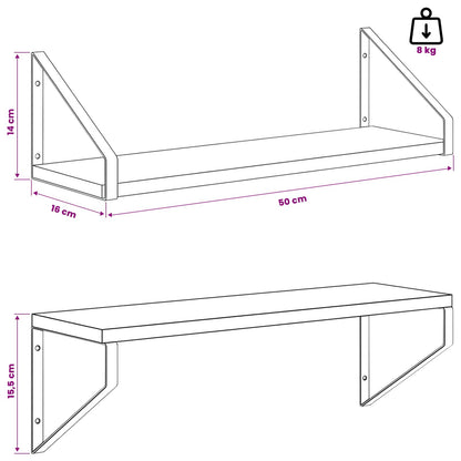 vidaXL Wall Shelves 2 pcs Sonoma Oak 50 x 16 x 15.5 cm