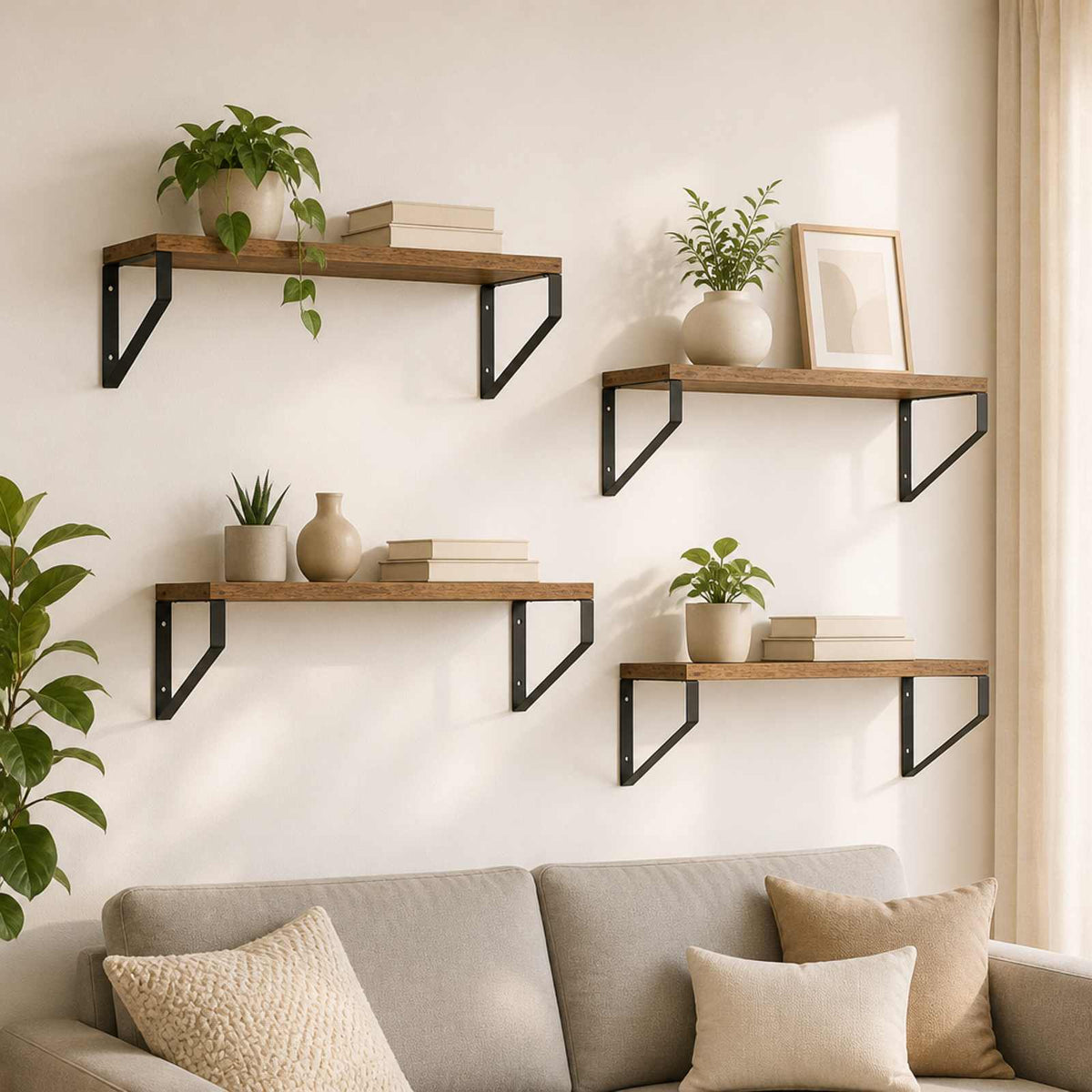 vidaXL Wall Shelves 4 pcs Old Wood 50 x 16 x 15.5 cm