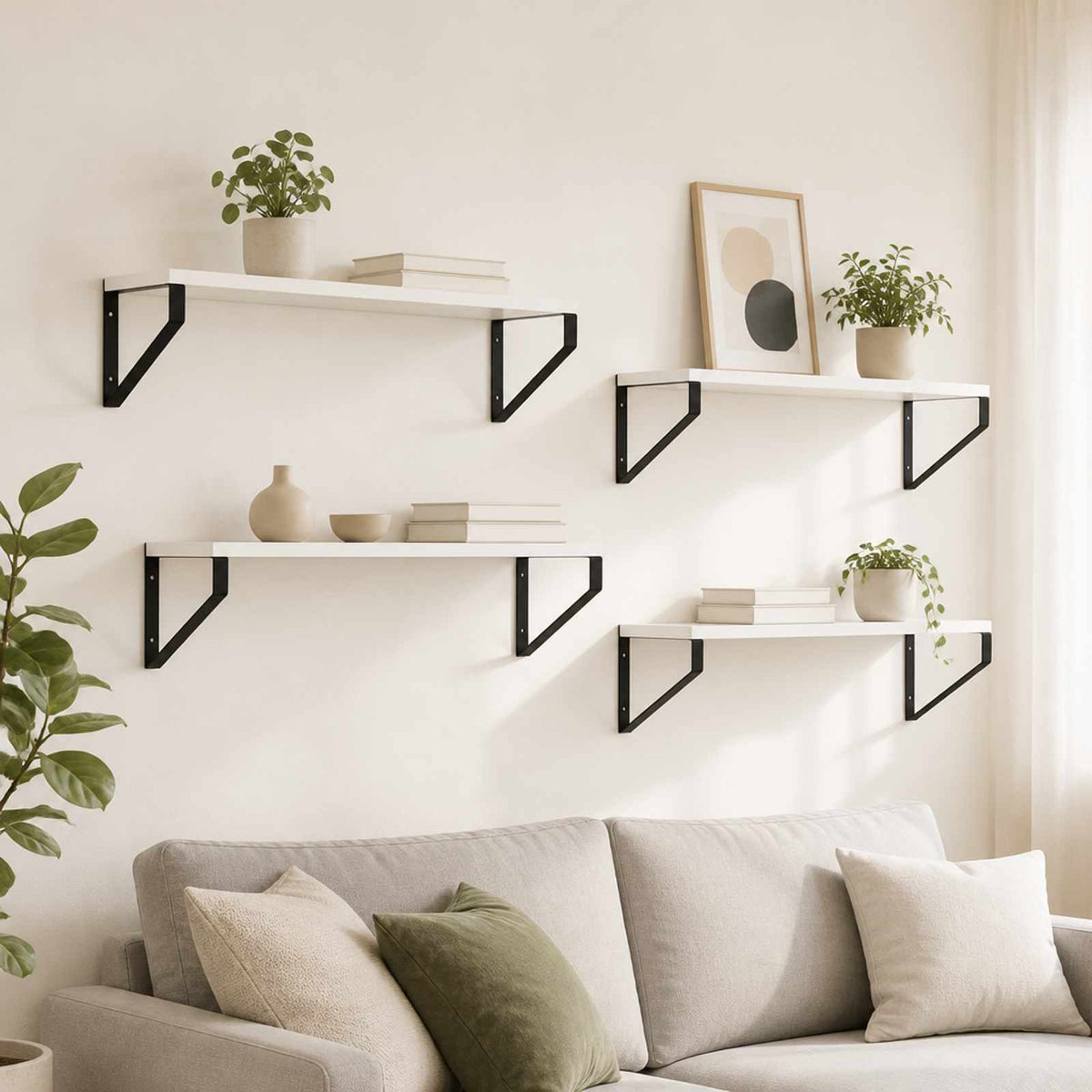 vidaXL Wall Shelves 4 pcs White 60 x 16 x 15.5 cm