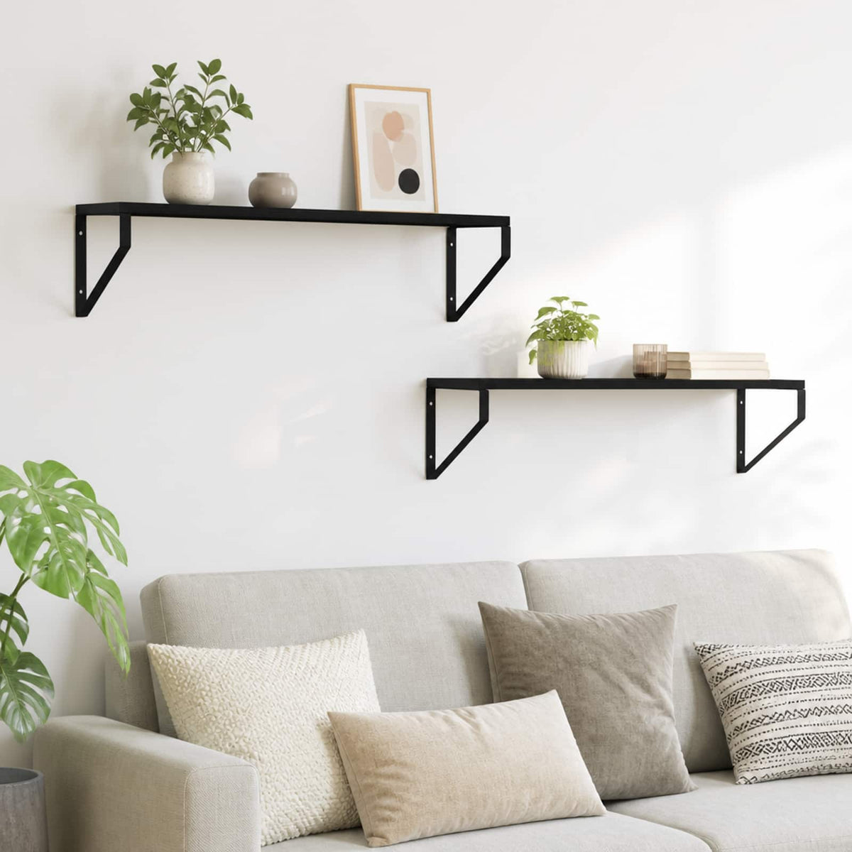vidaXL Wall Shelves 2 pcs Black Oak 60 x 16 x 15.5 cm