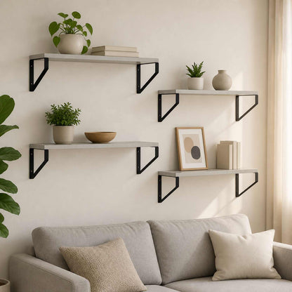 vidaXL Wall Shelves 4 pcs Concrete Grey 60 x 16 x 15.5 cm