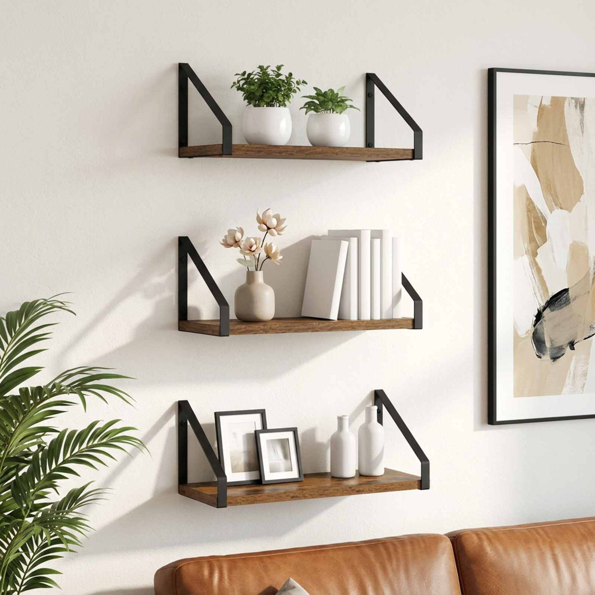 vidaXL Wall Shelves 3 pcs Smoked Oak 40 x 16 x 15.5 cm
