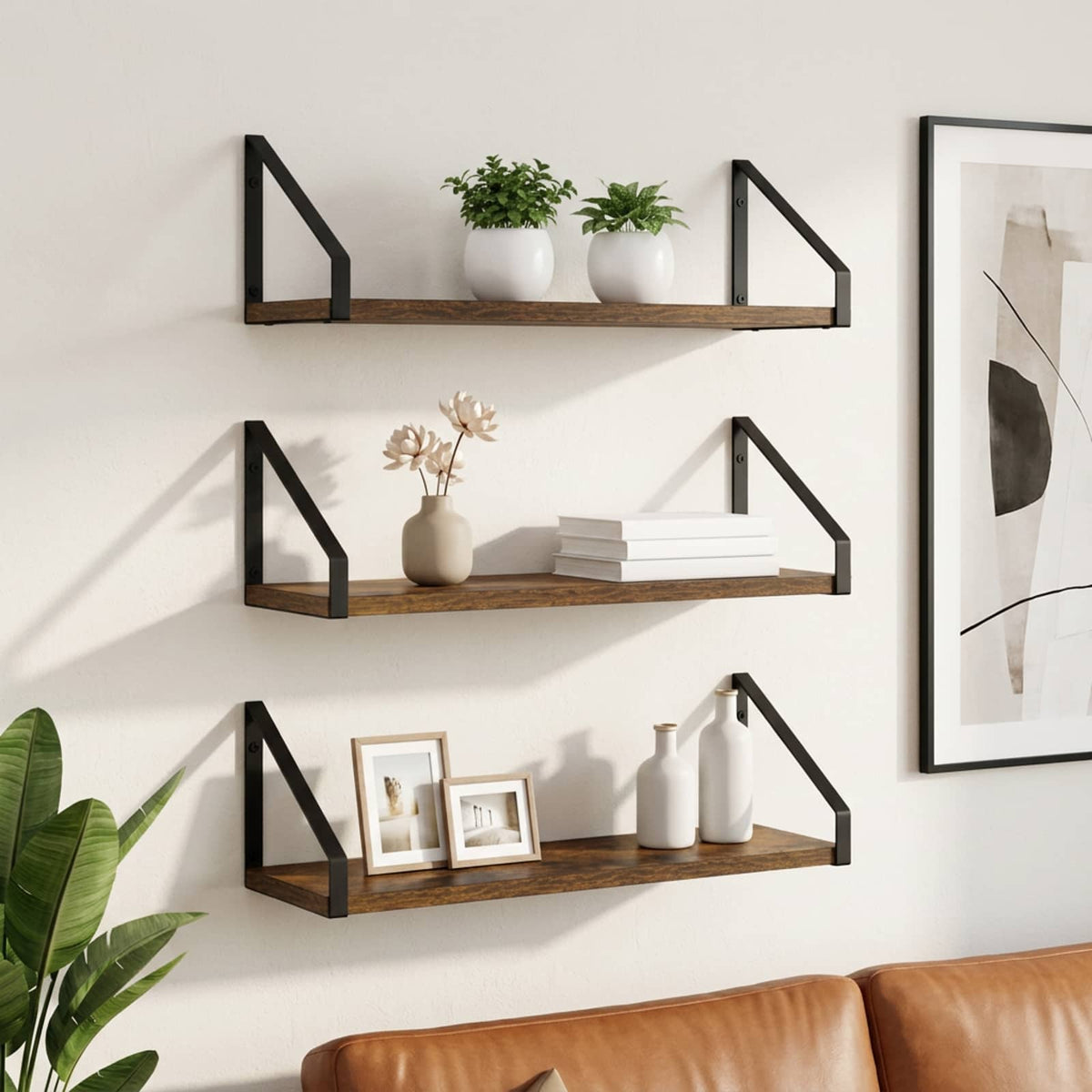vidaXL Wall Shelves 3 pcs Smoked Oak 60 x 16 x 15.5 cm