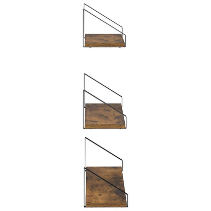 vidaXL Wall Shelves 3 pcs Smoked Oak 60 x 16 x 15.5 cm
