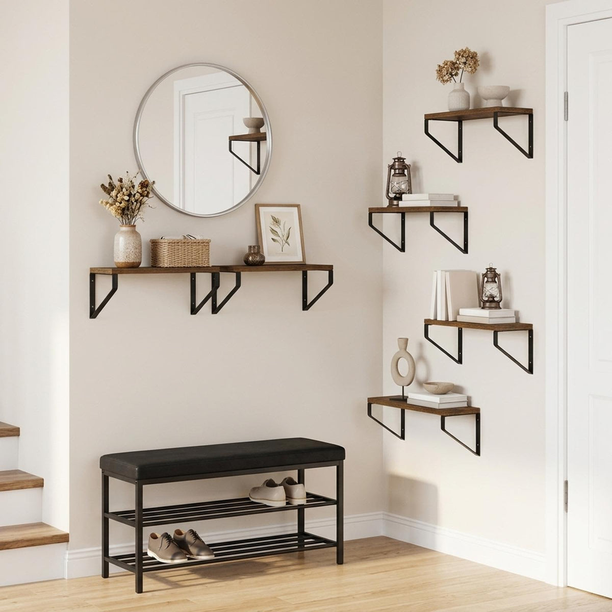 vidaXL Wall Shelves 6 pcs Smoked Oak 40 x 16 x 15.5 cm