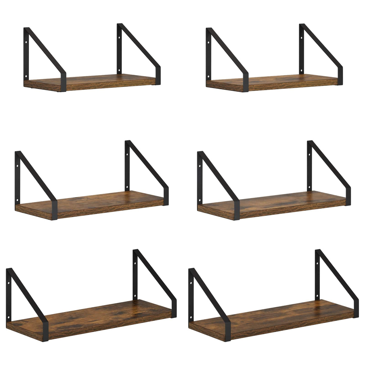 vidaXL Wall Shelves 6 pcs Smoked Oak 40 x 16 x 15.5 cm