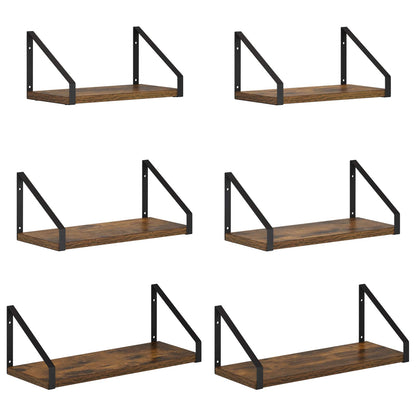 vidaXL Wall Shelves 6 pcs Smoked Oak 40 x 16 x 15.5 cm