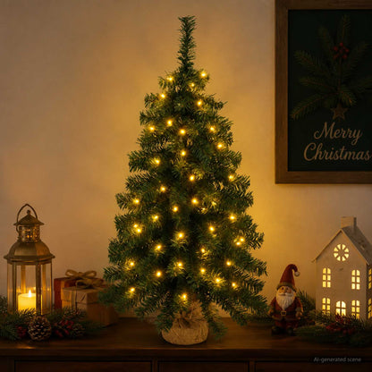 vidaXL Mini Christmas Tree 60 cm 25 LEDs Warm White PVC Green