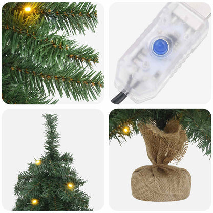 vidaXL Mini Christmas Tree 60 cm 25 LEDs Warm White PVC Green