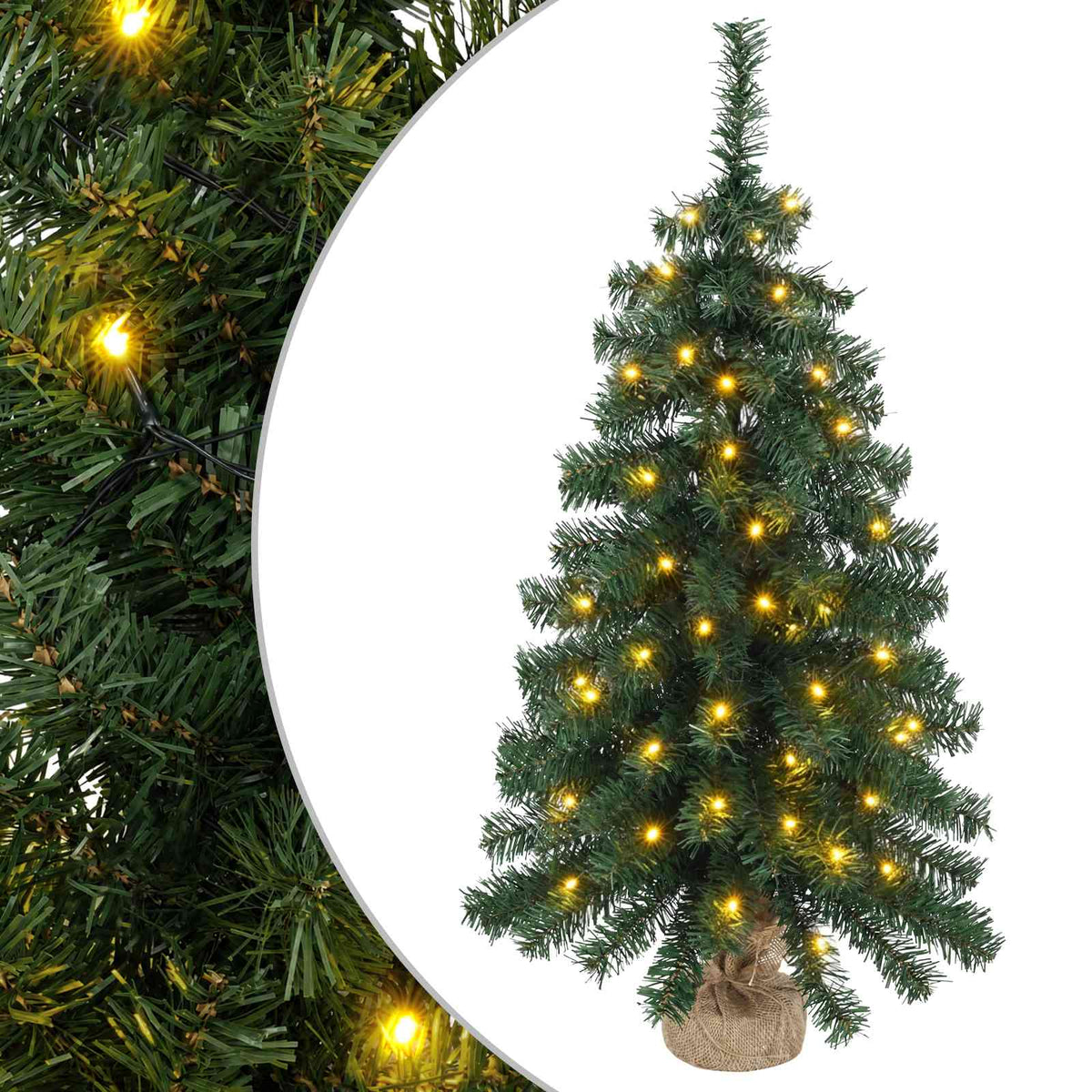 vidaXL Mini Christmas Tree 60 cm 25 LEDs Warm White PVC Green