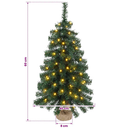 vidaXL Mini Christmas Tree 60 cm 25 LEDs Warm White PVC Green