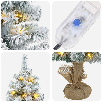 vidaXL Mini Christmas Tree Flocked 60 cm 25 LEDs Warm White PVC