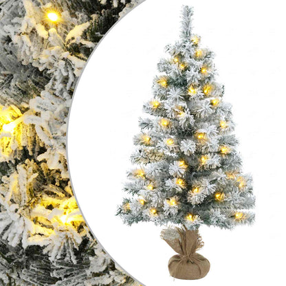 vidaXL Mini Christmas Tree Flocked 60 cm 25 LEDs Warm White PVC