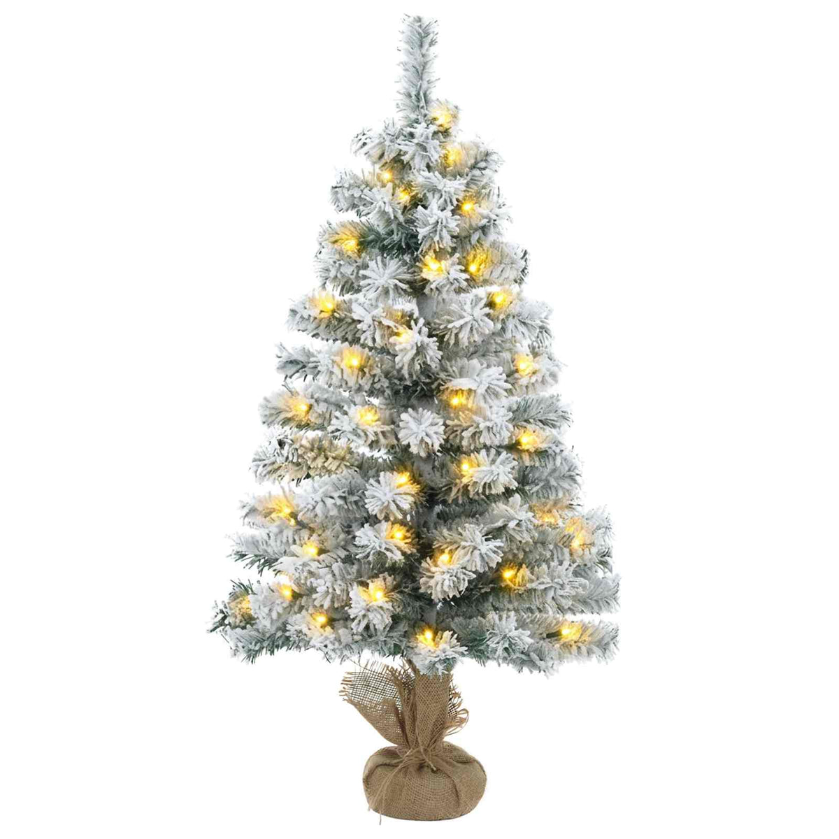 vidaXL Mini Christmas Tree Flocked 60 cm 25 LEDs Warm White PVC