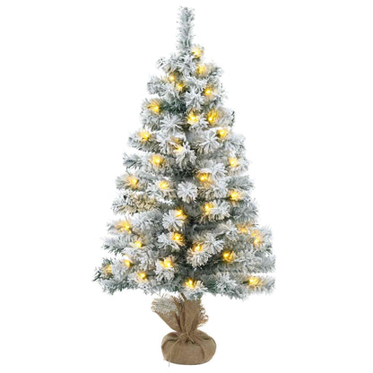 vidaXL Mini Christmas Tree Flocked 60 cm 25 LEDs Warm White PVC