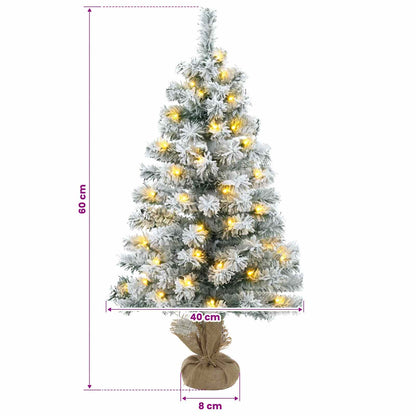 vidaXL Mini Christmas Tree Flocked 60 cm 25 LEDs Warm White PVC