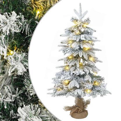 vidaXL Mini Christmas Tree Flocked 60 cm 25 LEDs Warm White PVC and PE